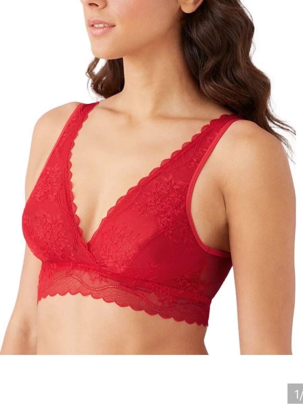 B. Temptd Wacoal Red Lace Bralette - Delicate Sheer No Wire